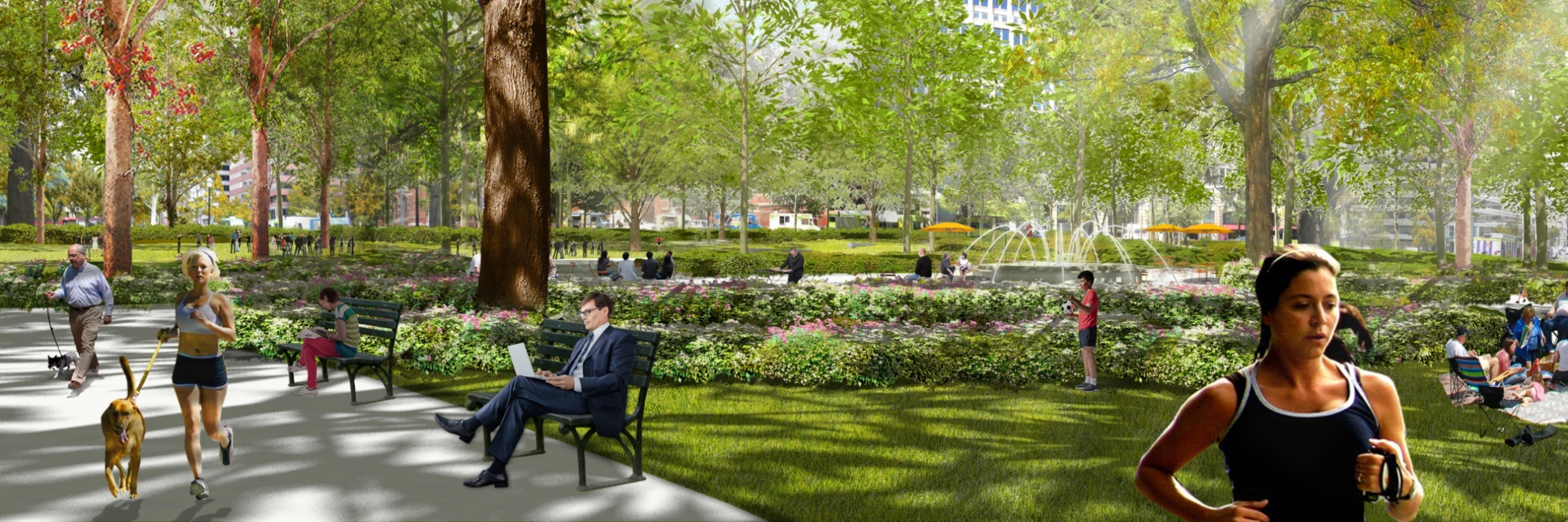 downtowndc franklin park renewal render – woman jogging