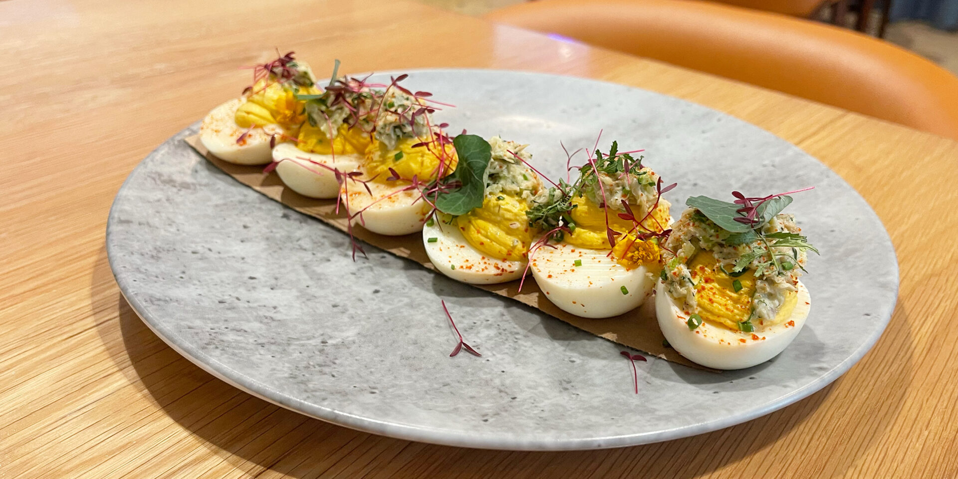 crab deviled eggs